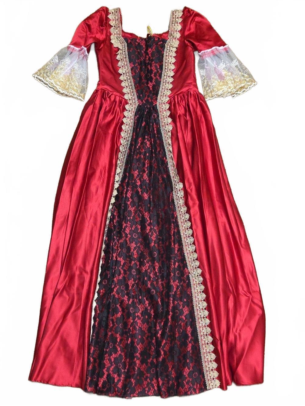 Red Satin & Black Lace Renaissance Gown | XXL